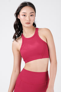 Rib Flex High Neck Bra - Berry