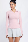 Quarter Zip Flow Long sleeve - Pink