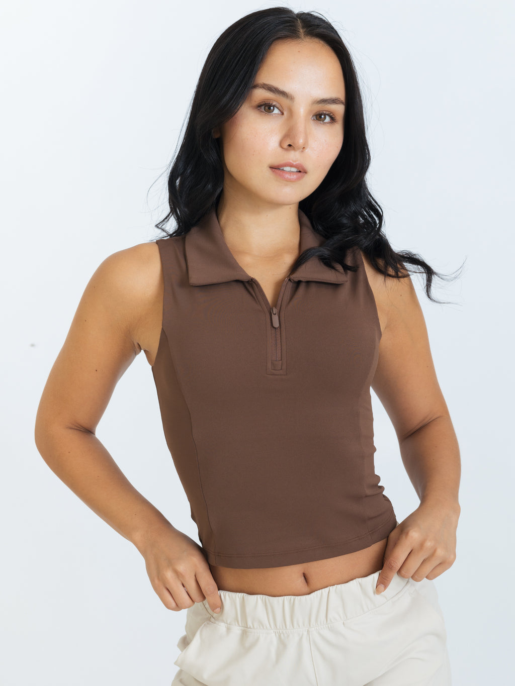 Club Collared Top - Espresso