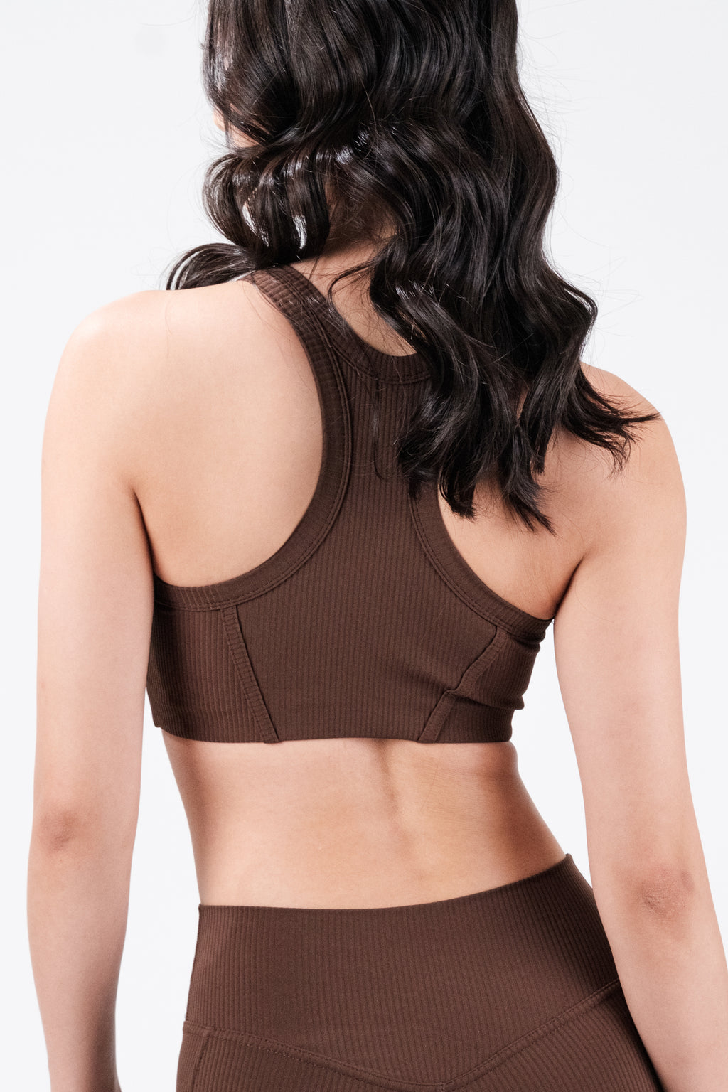 Rib Flex High Neck Bra - Espresso