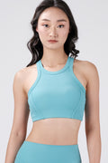 Rib Flex High Neck Bra - Sky