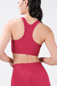 Rib Flex High Neck Bra - Berry