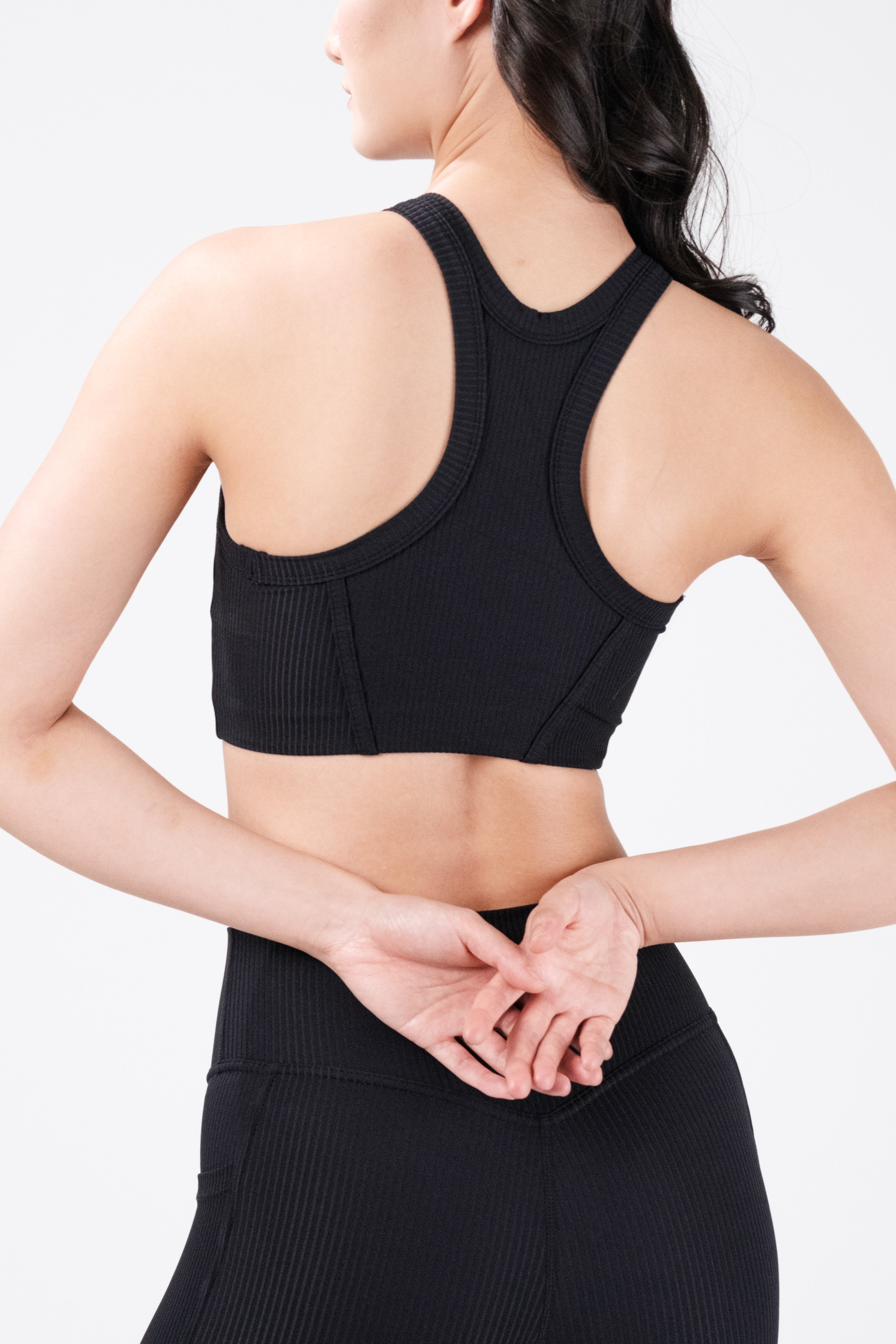 Rib Flex High Neck Bra - Onyx
