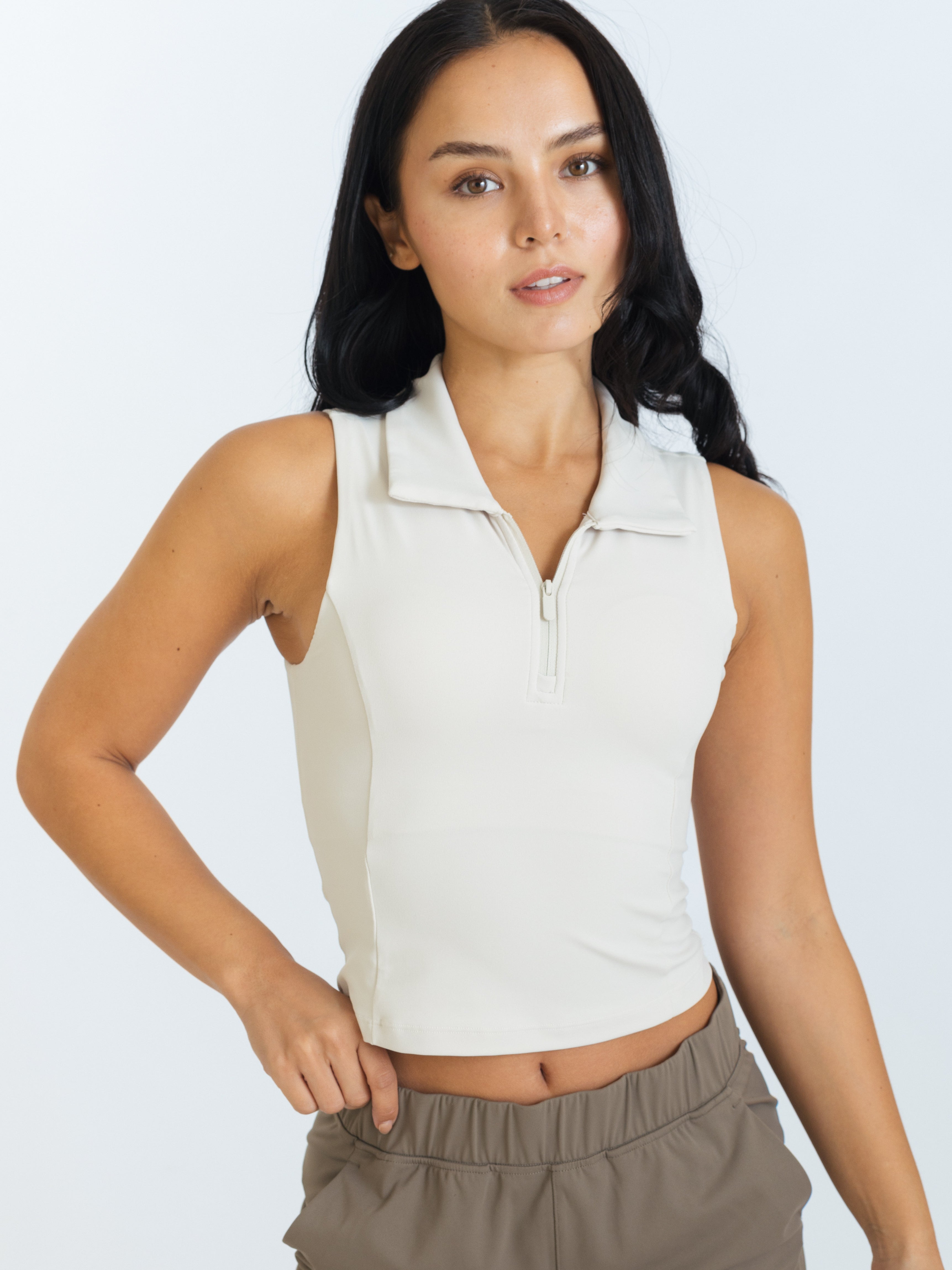 Club Collared Top - Oat