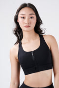 Power Fit Zip Bra - Onyx