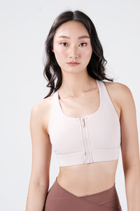 Power Fit Zip Bra - Blush