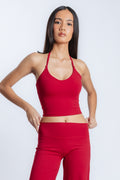 SoftForm Halter Padded Tank - Ruby Red
