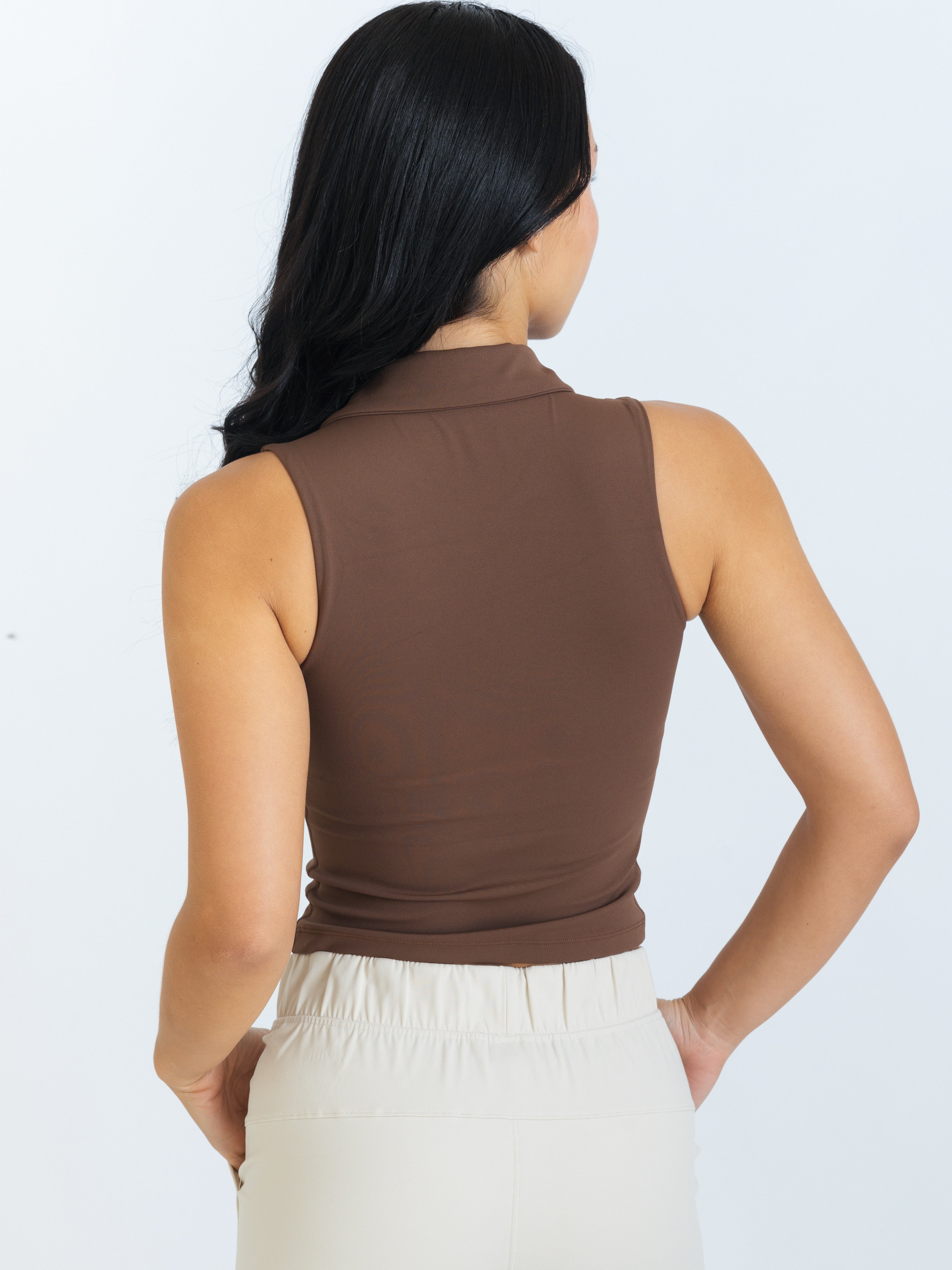 Club Collared Top - Espresso